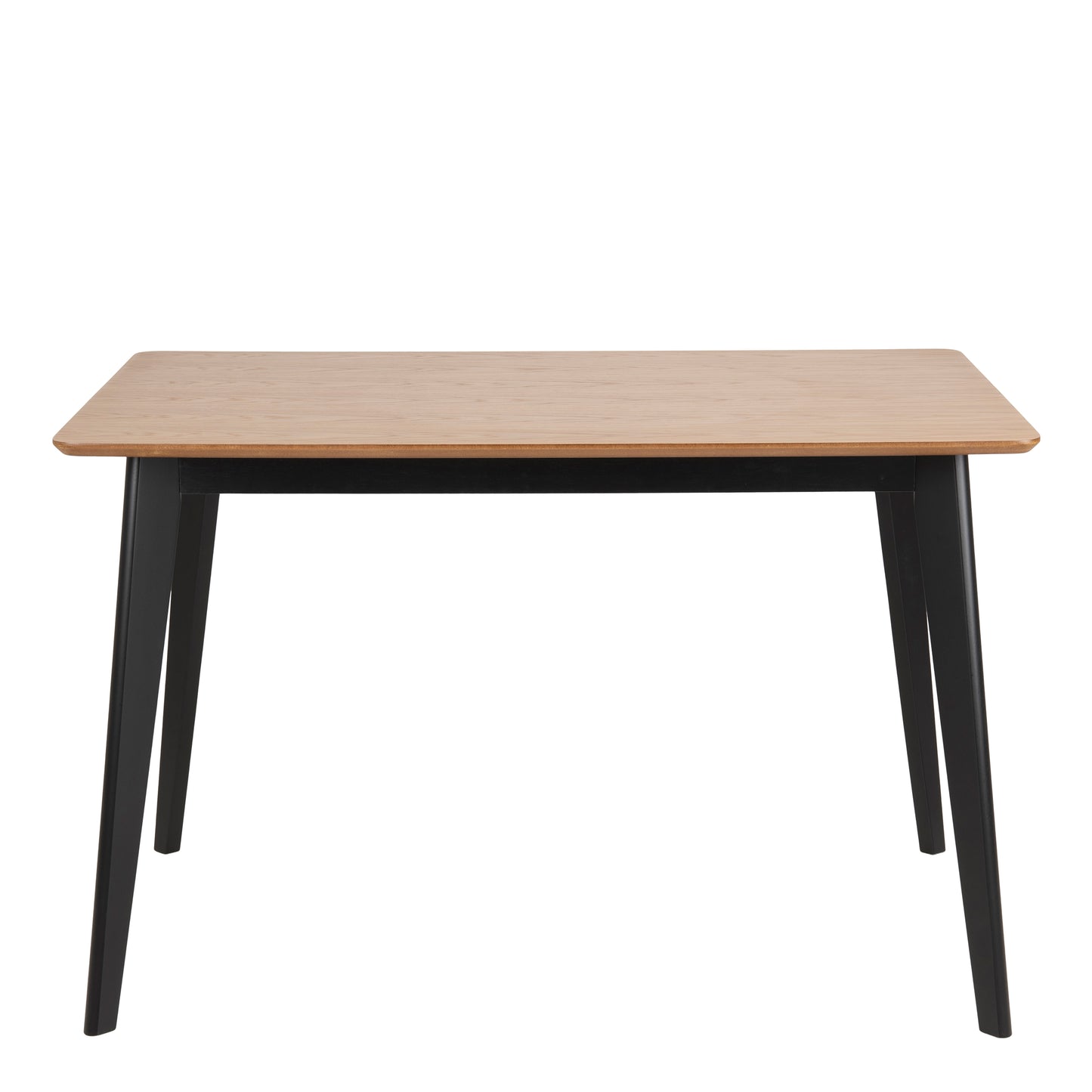 Roxby Dining Table in Oak & Black Set 4 Black and Oak Chairs