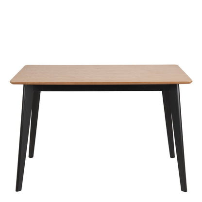 Roxby Dining Table in Oak & Black Set 4 Black and Oak Chairs