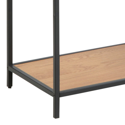 Seaford Tall Black Metal Bookcase with 5 Shelves in Oak