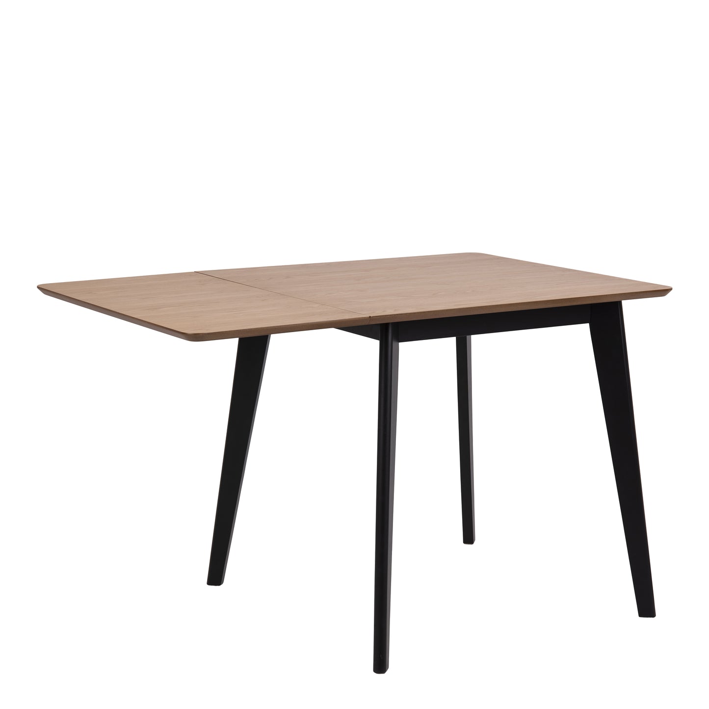Roxby Extending Dining Table in Oak & Black Set 2 Black and Oak Chairs