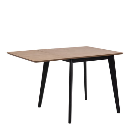 Roxby Extending Dining Table in Oak & Black Set 2 Black and Oak Chairs