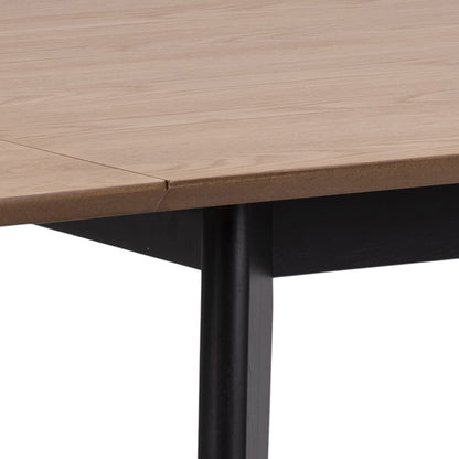 Roxby Extending Dining Table in Oak & Black Set 4 Black and Oak Chairs