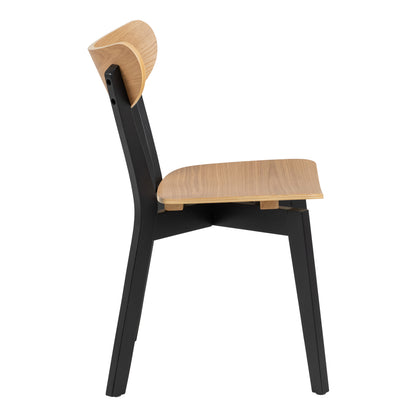 Roxby Extending Dining Table in Oak & Black Set 4 Black and Oak Chairs