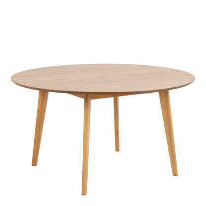 Roxby Round Dining Table in Oak Set 4 Oak Chairs