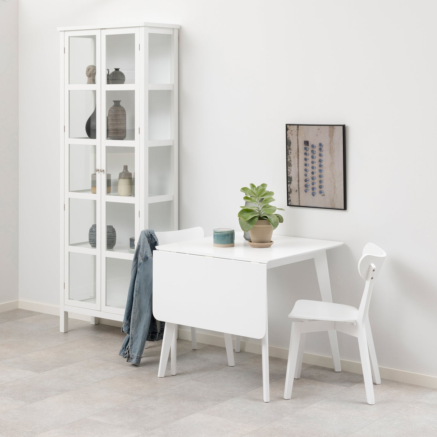 Roxby Square Dining Table in White Set 2 White Chairs