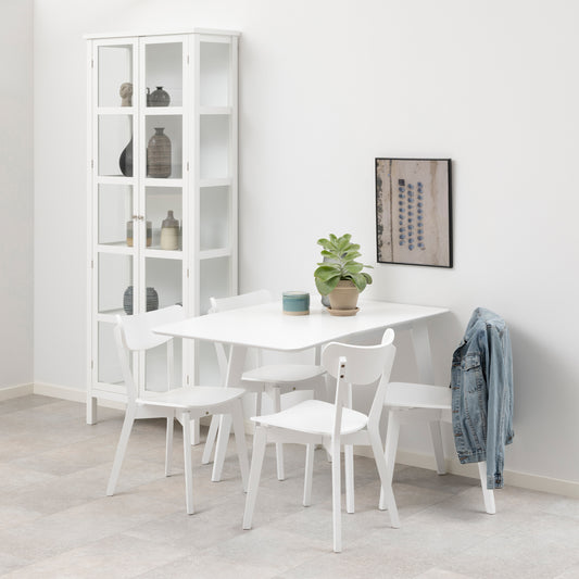 Roxby Square Dining Table in White Set 4 White Chairs