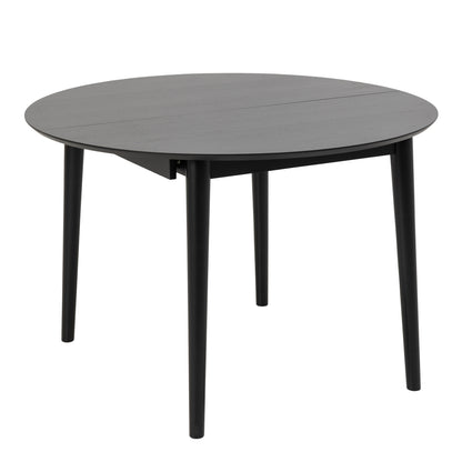 Montreux Round Extending Dining Table in Black Set 4 Black Chairs