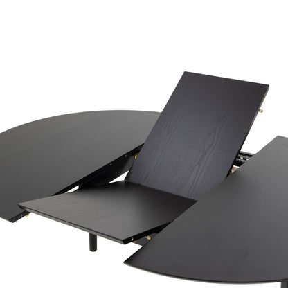 Montreux Round Extending Dining Table in Black Set 6 Black Chairs