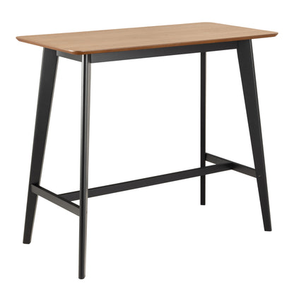 Roxby Bar Table in Black & Oak Set 4 Black Bar Stools