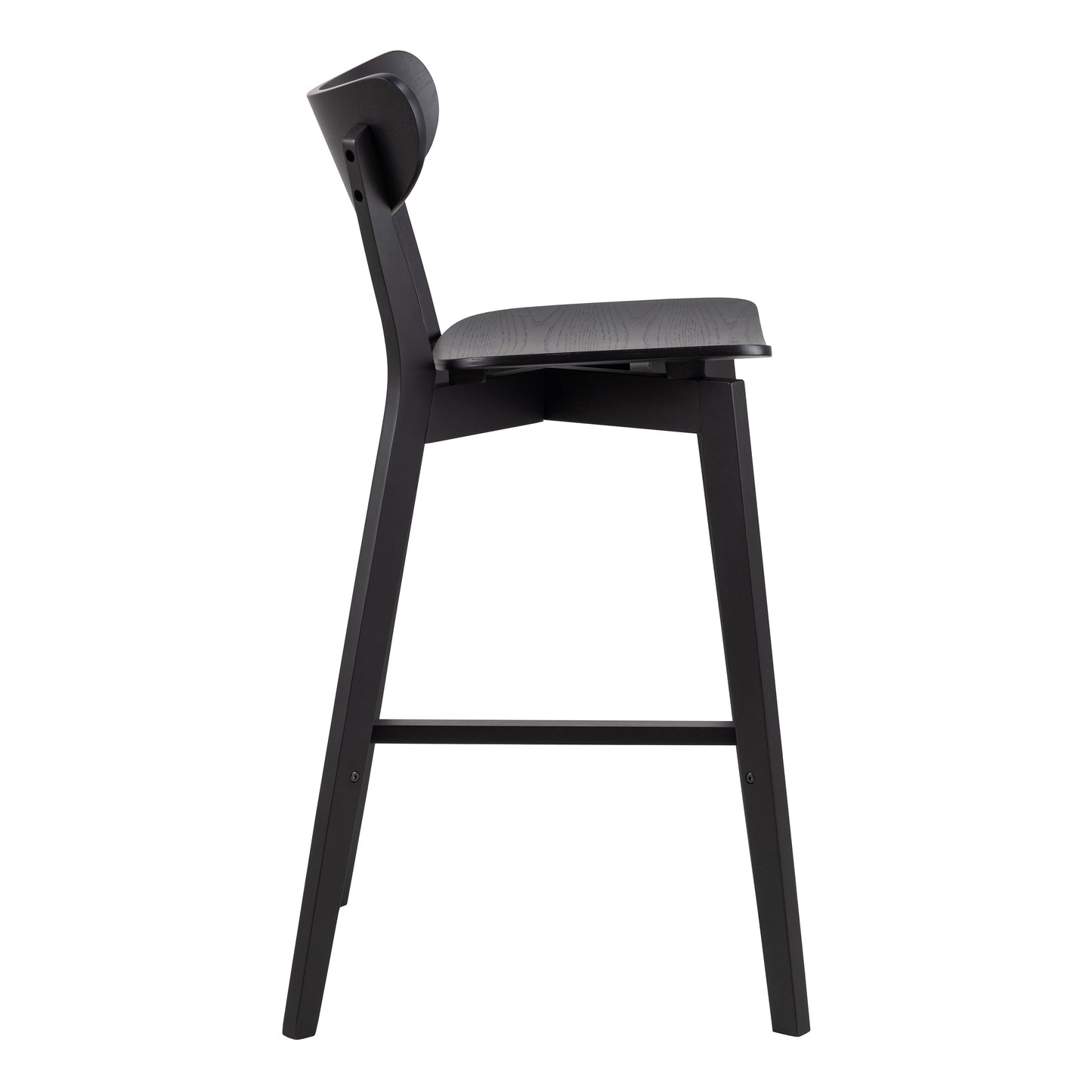 Roxby Bar Table in Black & Oak Set 4 Black Bar Stools