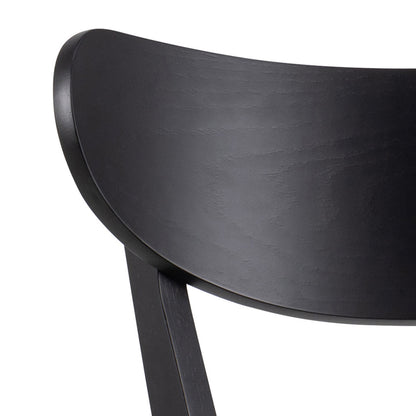 Roxby Bar Table in Black & Oak Set 4 Black Bar Stools