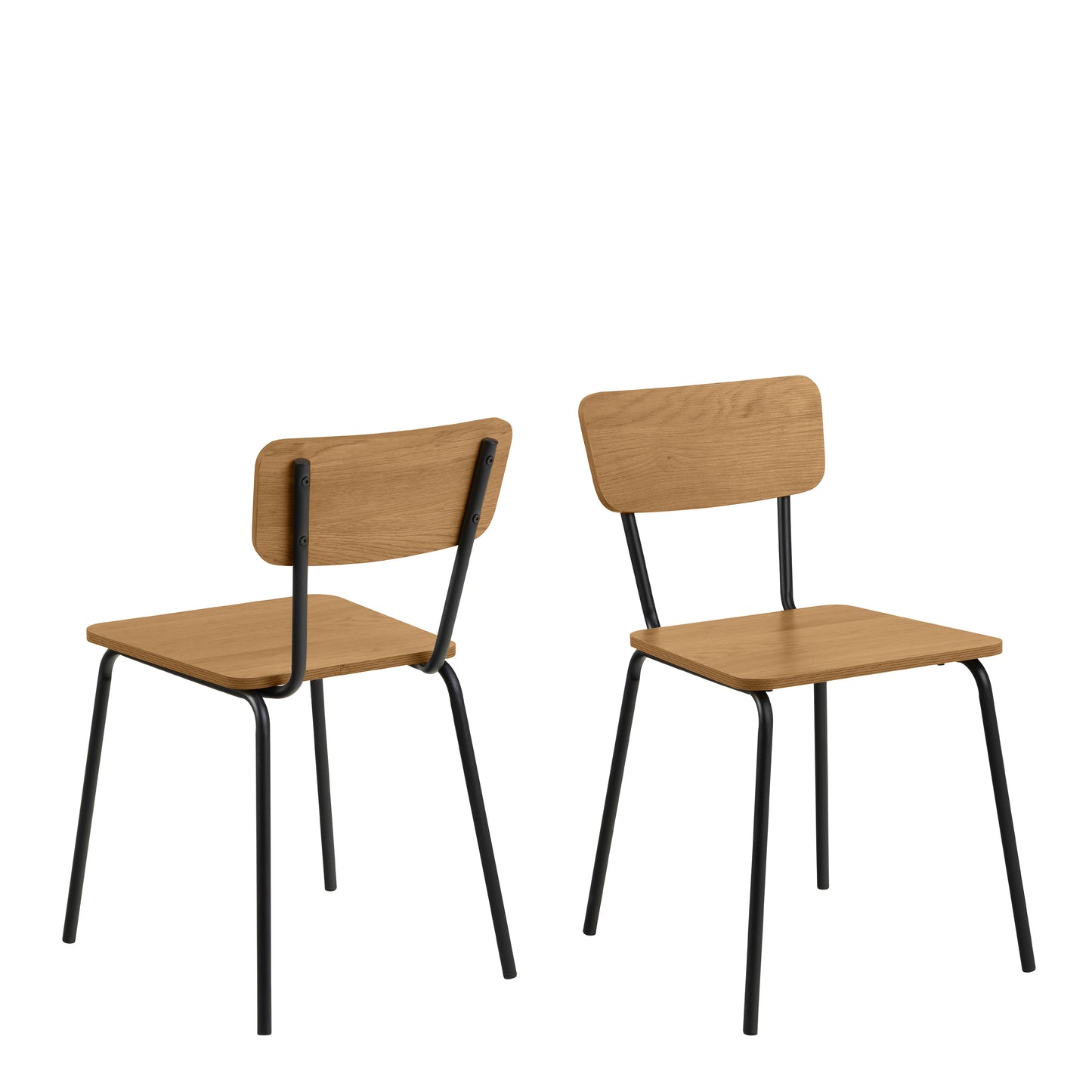 Peru Dining Table in Black and Oak Set 4 Steel and Oak Chairs