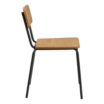 Peru Dining Table in Black and Oak Set 4 Steel and Oak Chairs