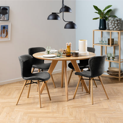 Townsville Round Dining Table in White and Oak Set 4 Chairs
