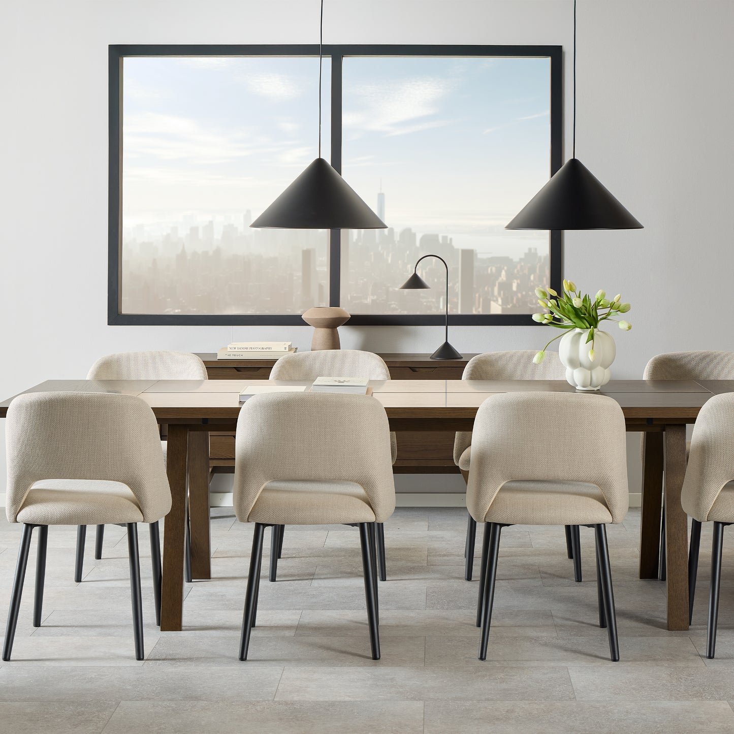 A-Line Extendable Dining Table in Smoked Oak
