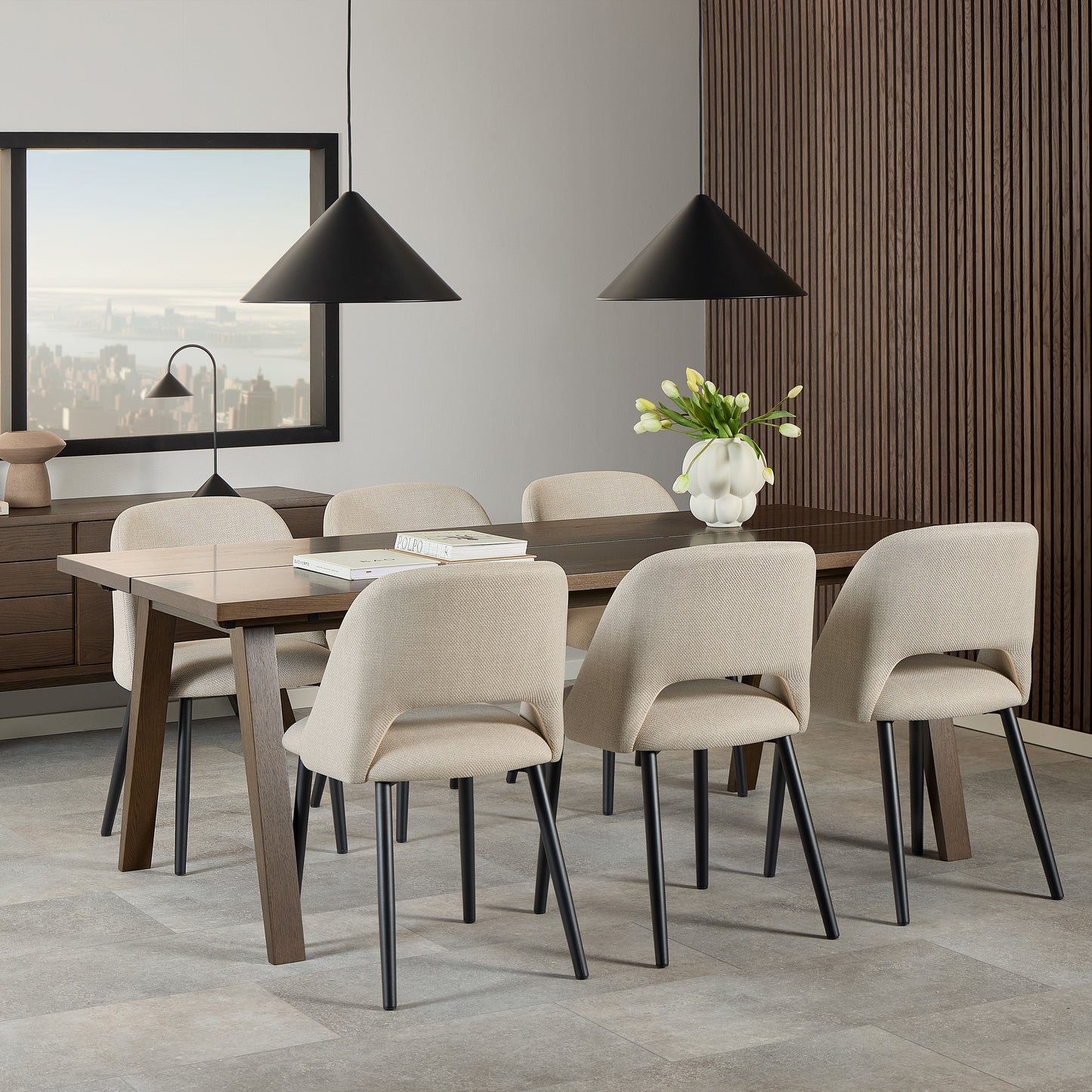 A-Line Extendable Dining Table in Smoked Oak