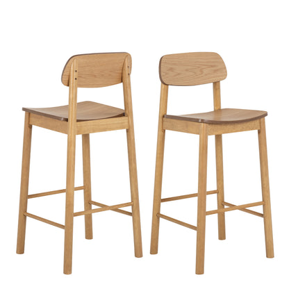 Barlow Bar Table in Matt Oak Set 2 Matt Oak Bar Stools