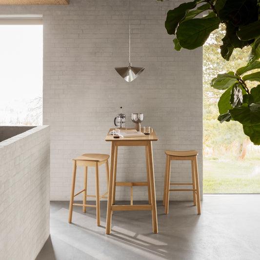 Barlow Bar Table in Matt Oak Set 2 Matt Oak Bar Stools