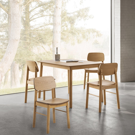 Barlow Rectangular Dining Table in Matt Oak Set 4 Matt Oak Chairs