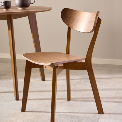 Roxby Round Dining Table in Walnut Set 4 Walnut Chairs
