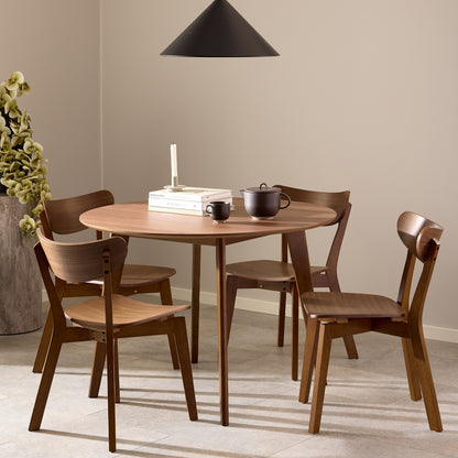 Roxby Round Dining Table in Walnut Set 4 Walnut Chairs