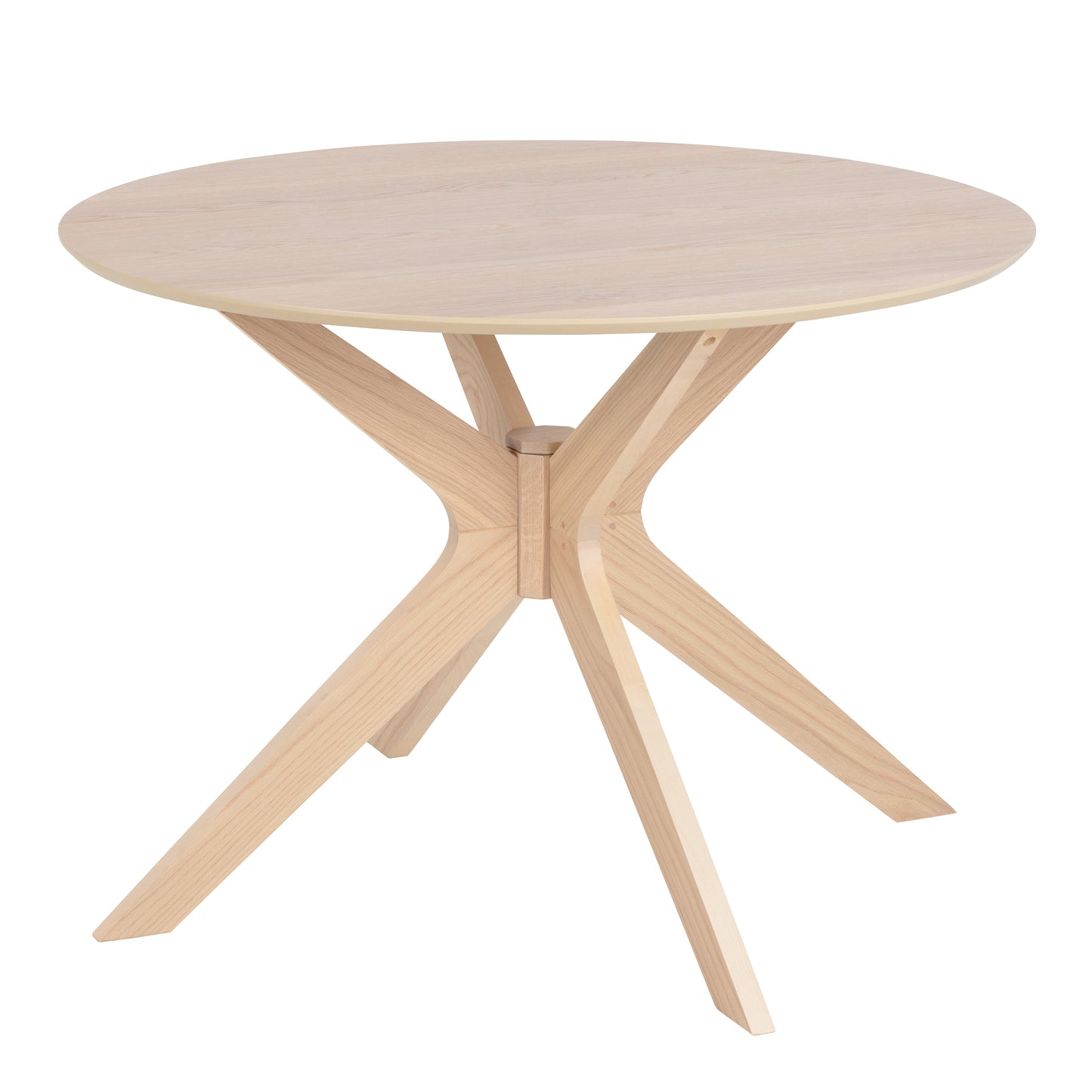 I_Duncan Round Dining Table in White Oak Set 4 White Oak Chairs