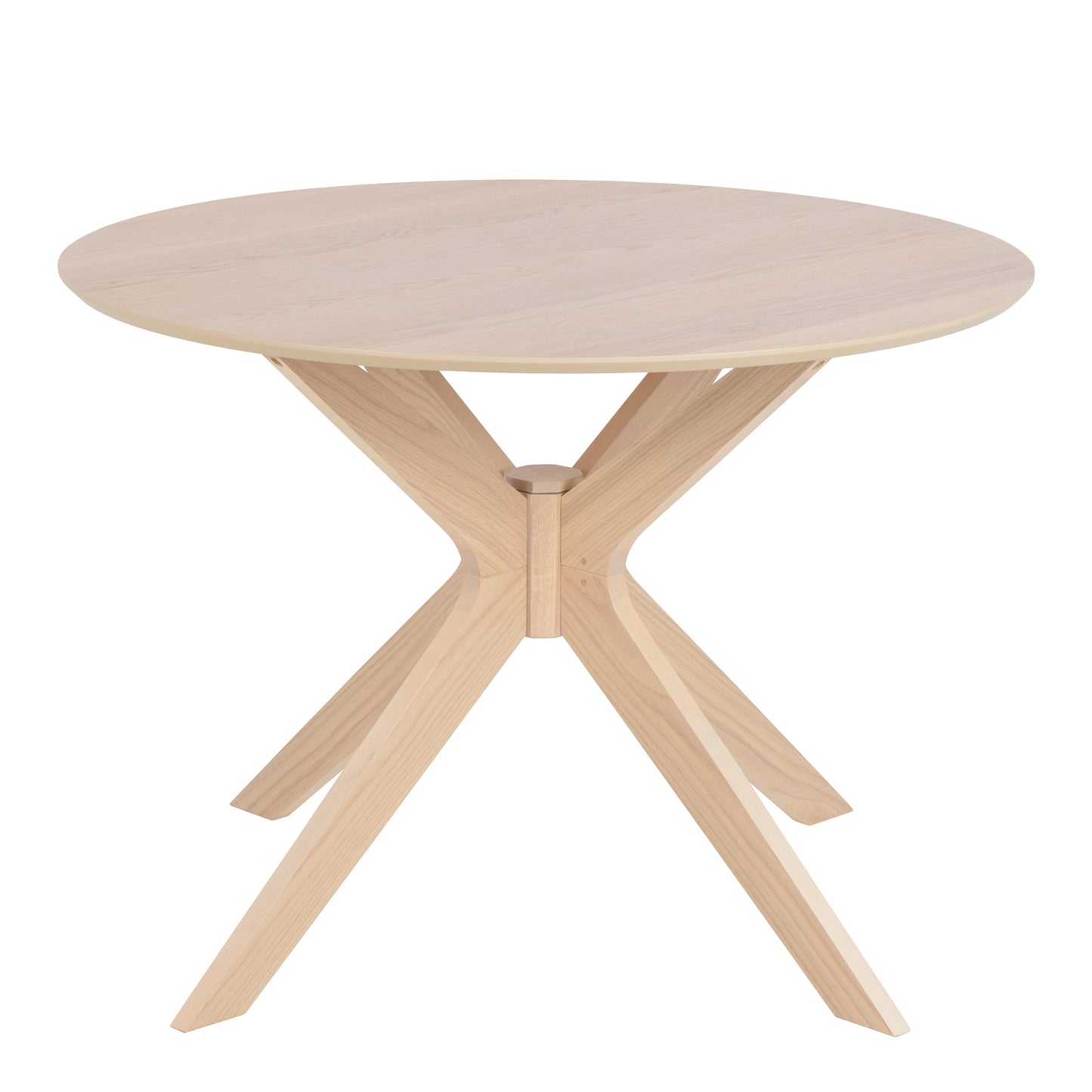 I_Duncan Round Dining Table in White Oak Set 4 White Oak Chairs