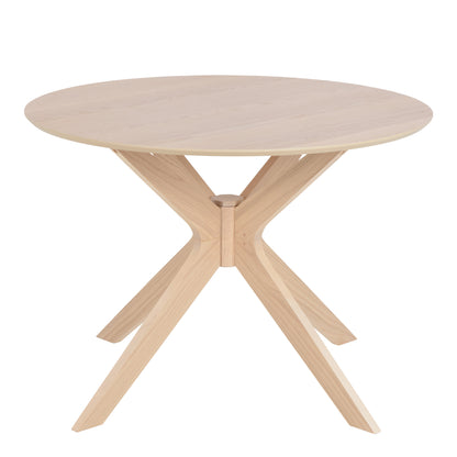 I_Duncan Round Dining Table in White Oak Set 4 White Oak Chairs