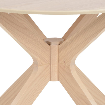 I_Duncan Round Dining Table in White Oak Set 4 White Oak Chairs