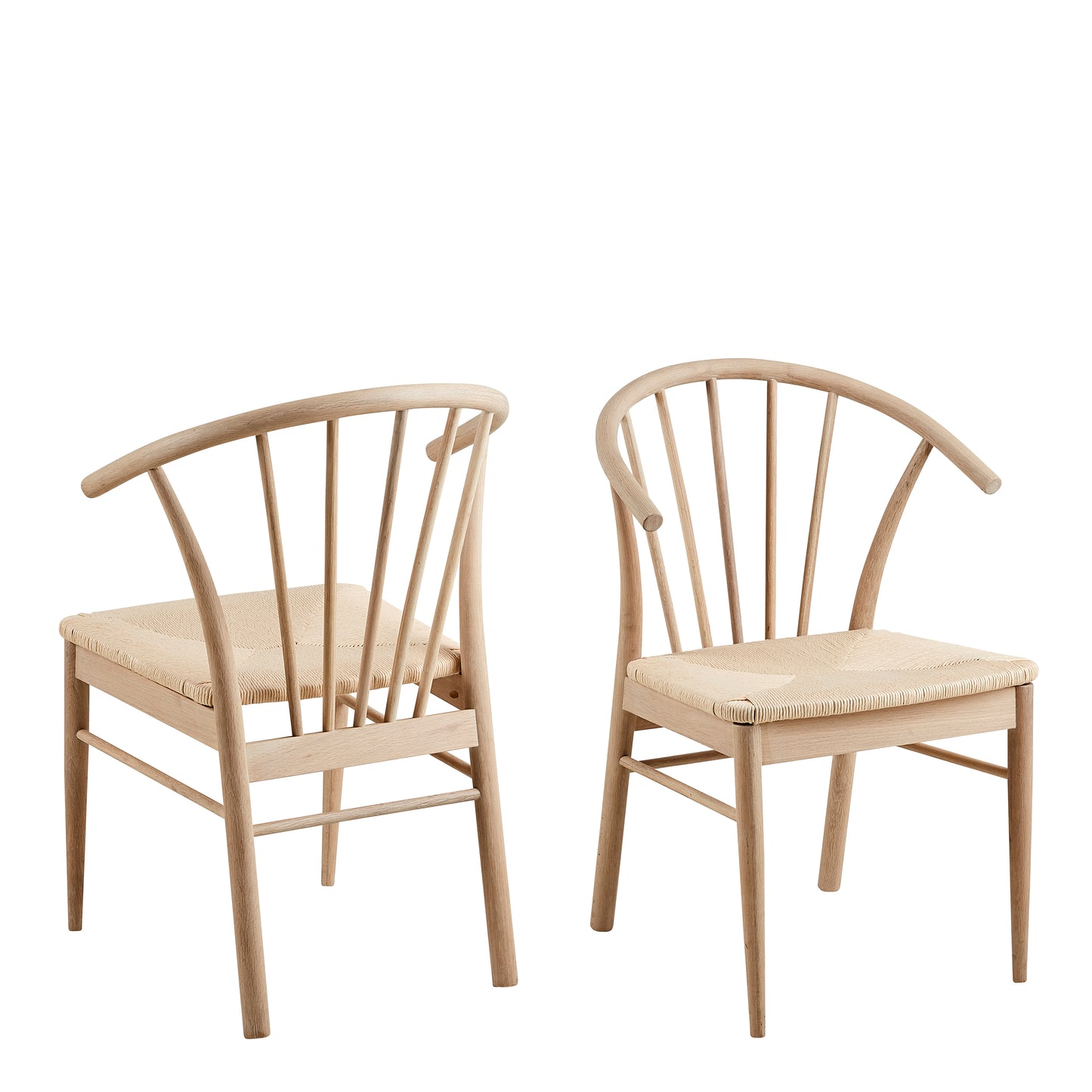 I_Duncan Round Dining Table in White Oak Set 4 White Oak Chairs