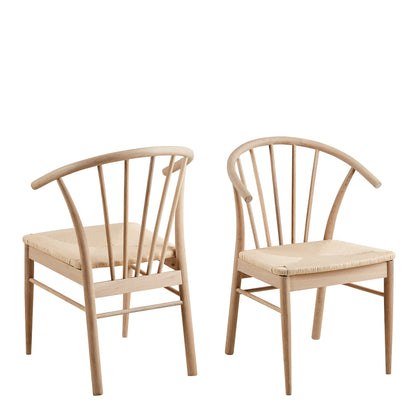 I_Duncan Round Dining Table in White Oak Set 4 White Oak Chairs
