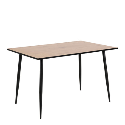 Wilma Dining Table with Oak Top & Black Legs Set 4 Light Grey Chairs