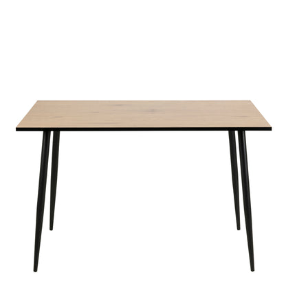Wilma Dining Table with Oak Top & Black Legs Set 4 Light Grey Chairs