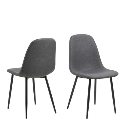 Wilma Dining Table with Oak Top & Black Legs Set 4 Light Grey Chairs