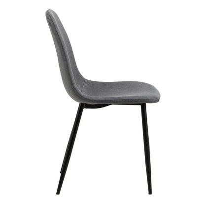 Wilma Dining Table with Oak Top & Black Legs Set 4 Light Grey Chairs