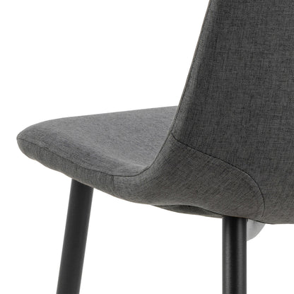 Wilma Dining Table with Oak Top & Black Legs Set 4 Light Grey Chairs