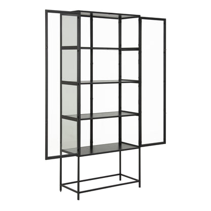 Seaford Tall Black Metal 2 Door Display Cabinet