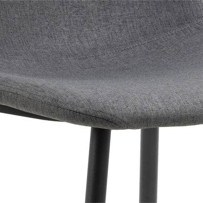 Malta Ceramic Round Dining Table in Black Set 4 Light Grey Chairs