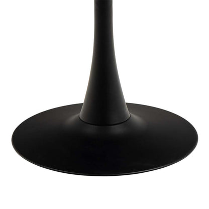 Malta Ceramic Round Dining Table in Black Set 4 Light Grey Chairs