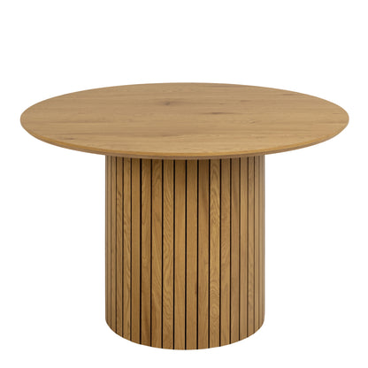 Yale Dining Table in Oak Set 4 Light Brown Fabric Chairs