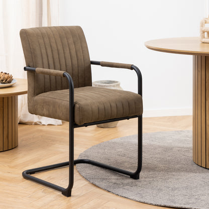 Yale Dining Table in Oak Set 4 Light Brown Fabric Chairs