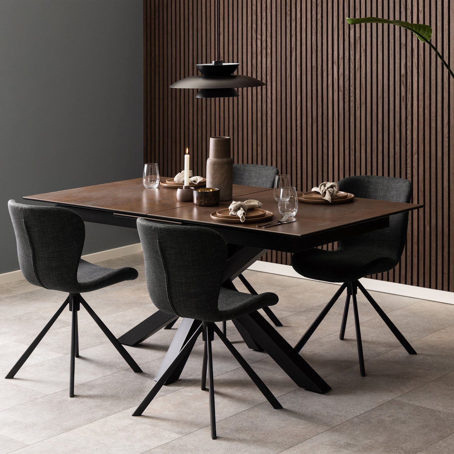 Heaven Extendable Dining Table with Ceramic Rusty Brown Top