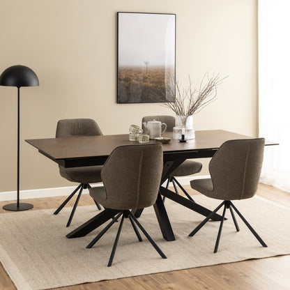 Heaven Extendable Dining Table with Ceramic Rusty Brown Top