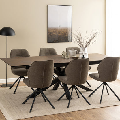 Heaven Extendable Dining Table with Ceramic Rusty Brown Top