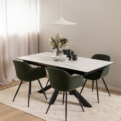 Heaven Extendable Dining Table with Ceramic White Top