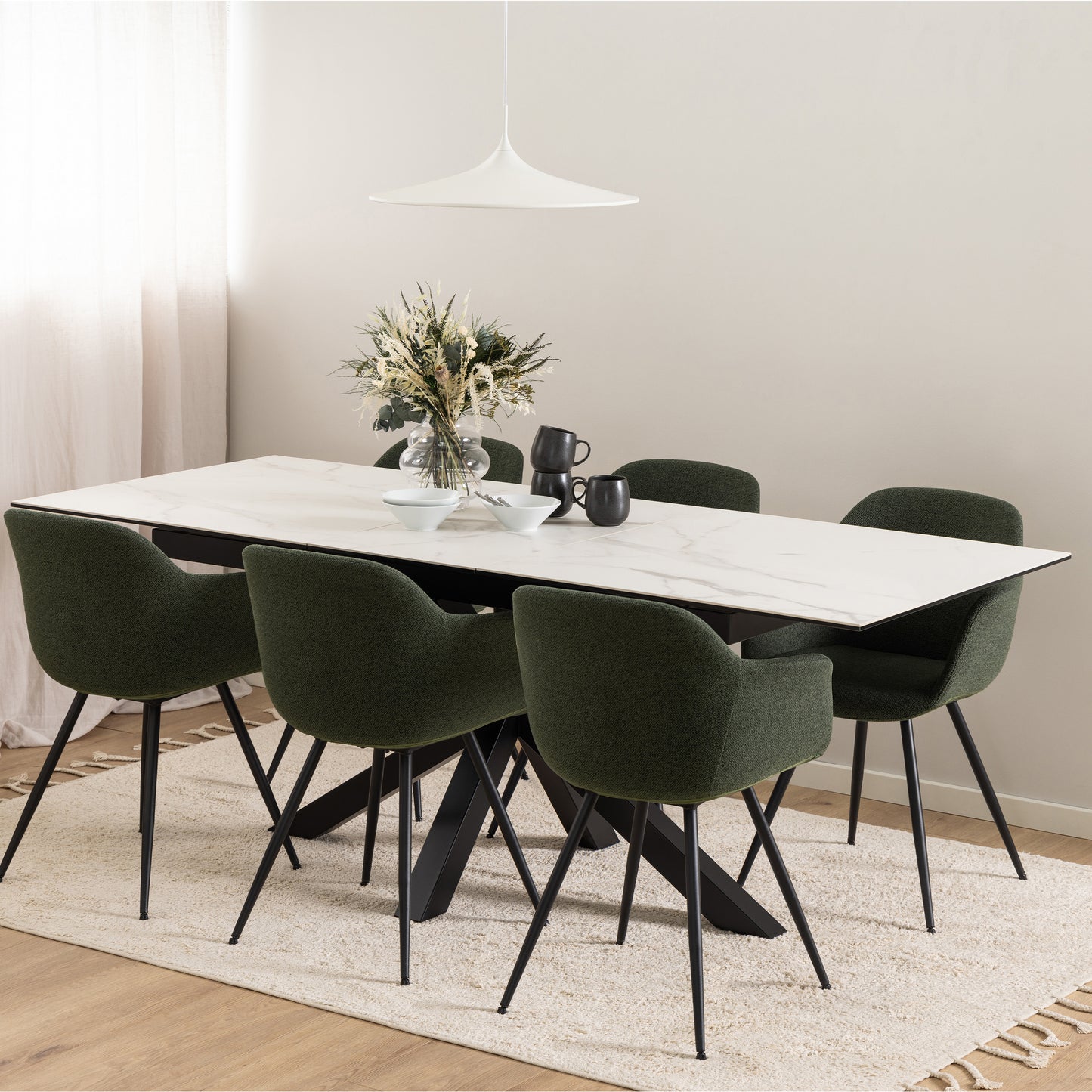 Heaven Extendable Dining Table with Ceramic White Top