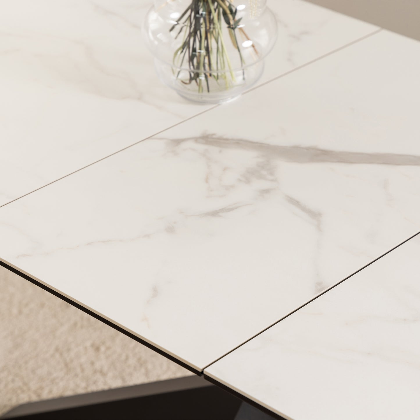 Heaven Extendable Dining Table with Ceramic White Top