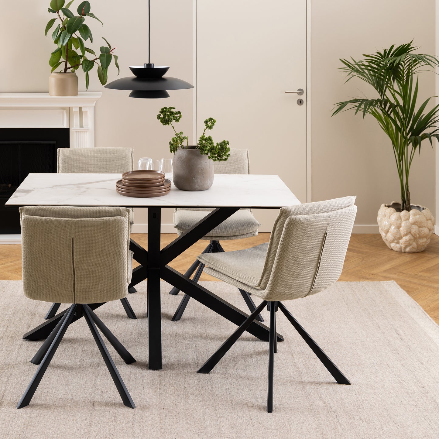 Heaven Dining Table with Ceramic White Top