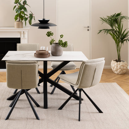 Heaven Dining Table with Ceramic White Top