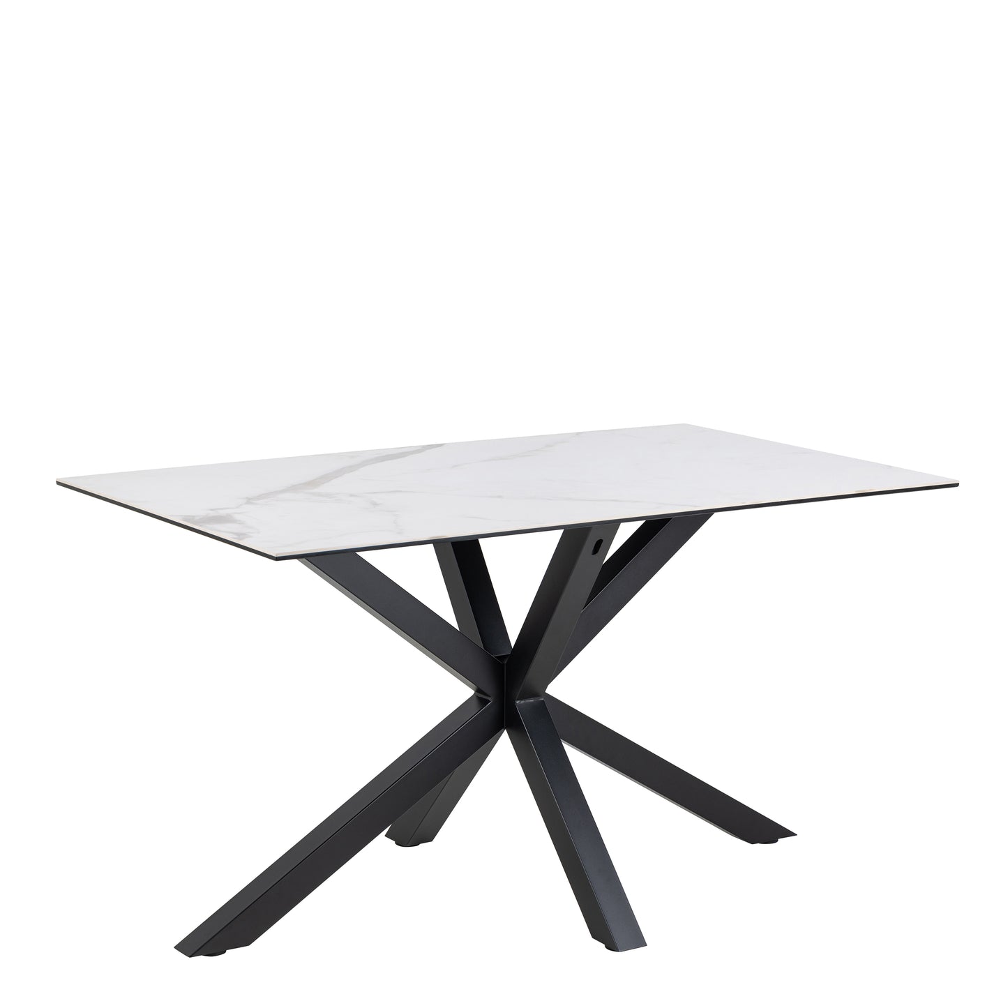 Heaven Dining Table with Ceramic White Top includes 4 Alonso Swivel Cream Dining Chairs with Armrest